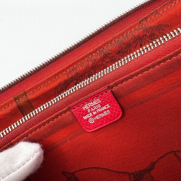 Authentic Hermes Azap long Leather & Silk-in Wallet, stamped □M - Picture 11 of 11